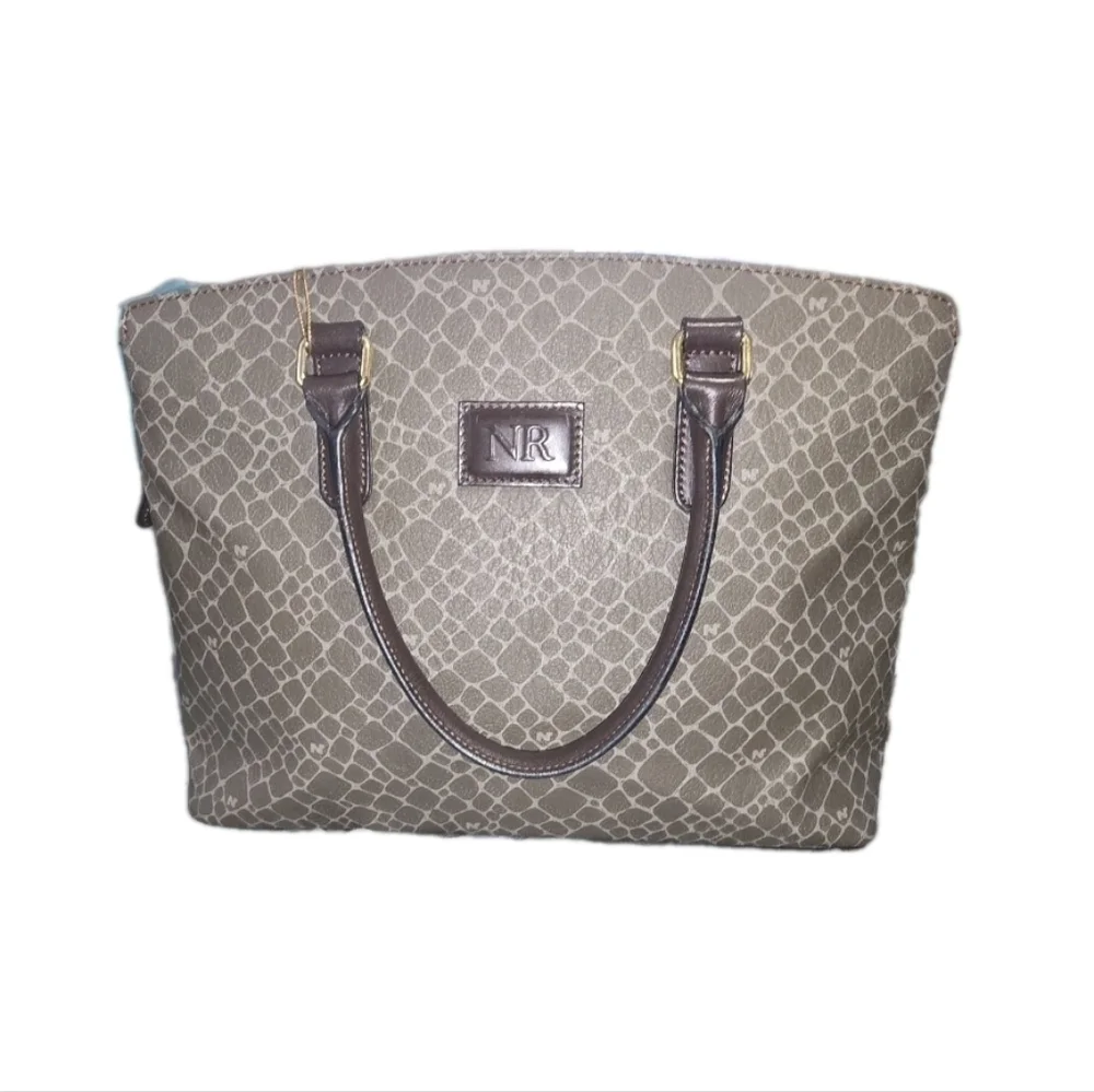 Classic Nina Ricci Brown Patterned Tote Bag